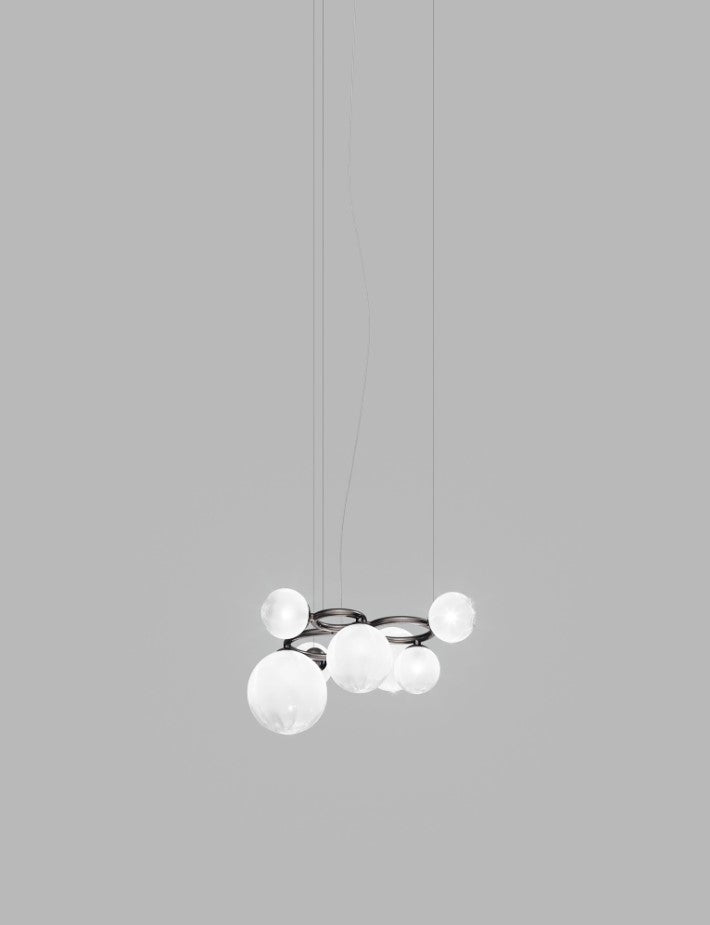 Puppet Ring SP 7 Lampadario sospensione in vetro soffiato bianco sfumato