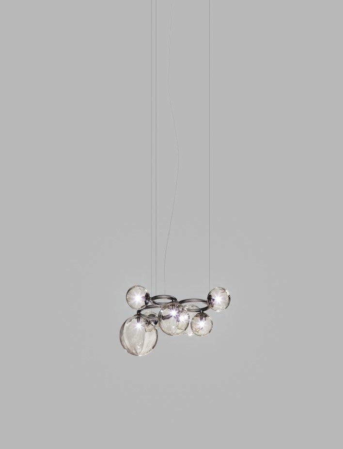 Puppet Ring SP 7 Lampadario sospensione in vetro soffiato fumé trasparente