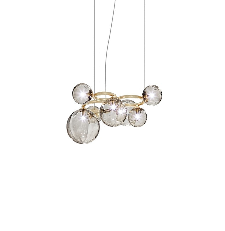 Puppet Ring SP 7 Lampadario sospensione in vetro soffiato fumé trasparente