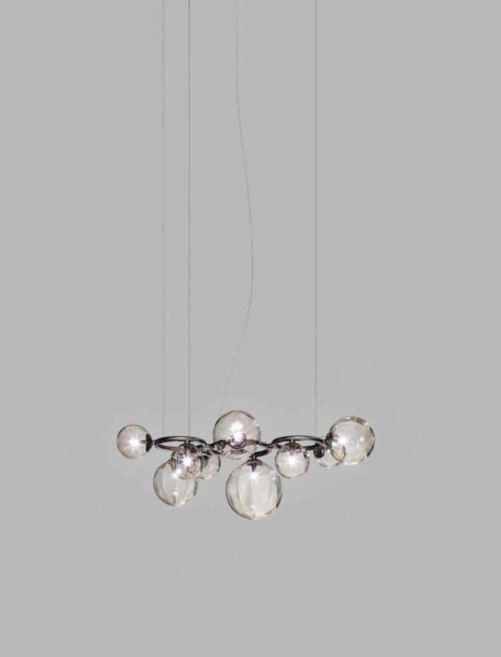 Puppet Ring SP 9 Lampadario sospensione in vetro soffiato fumé trasparente