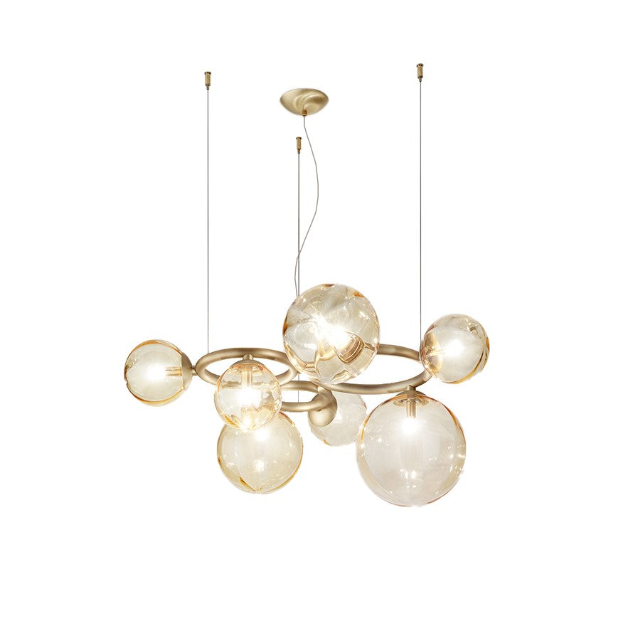 Puppet Ring SP 7 Lampadario sospensione in vetro soffiato fumé trasparente
