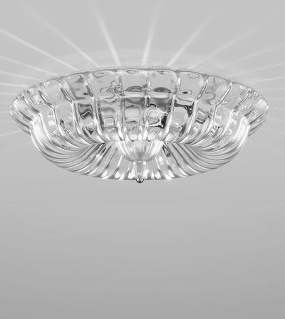 Novecento PL Plafoniera lampada soffitto muranese in vetro soffiato cristallo rigadin