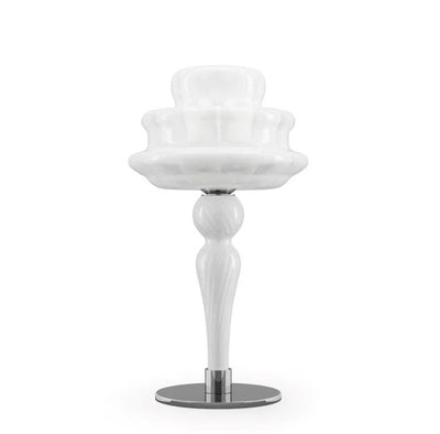 Novecento LT Lume lampada tavolo muranese in vetro soffiato bianco rigadin