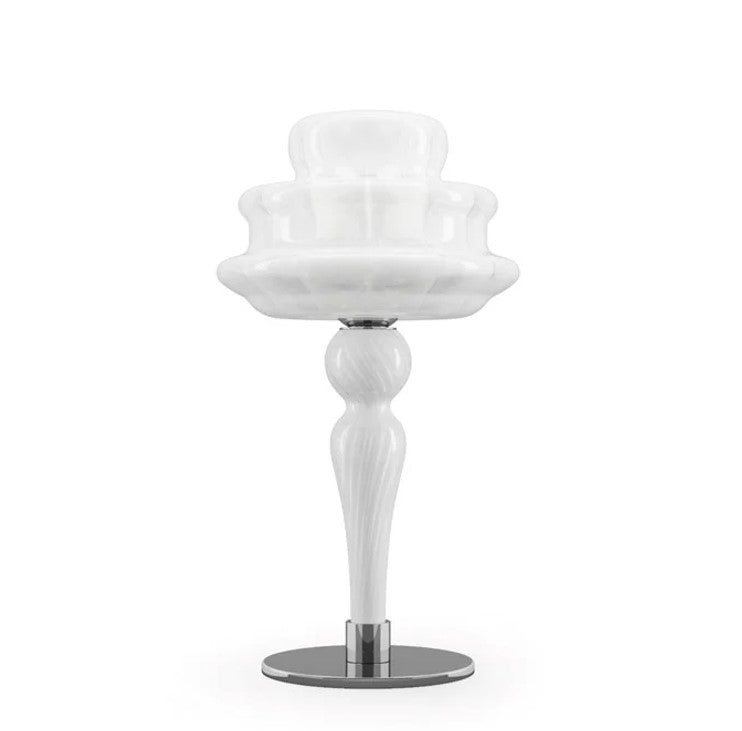 Novecento LT Lume lampada tavolo muranese in vetro soffiato bianco rigadin