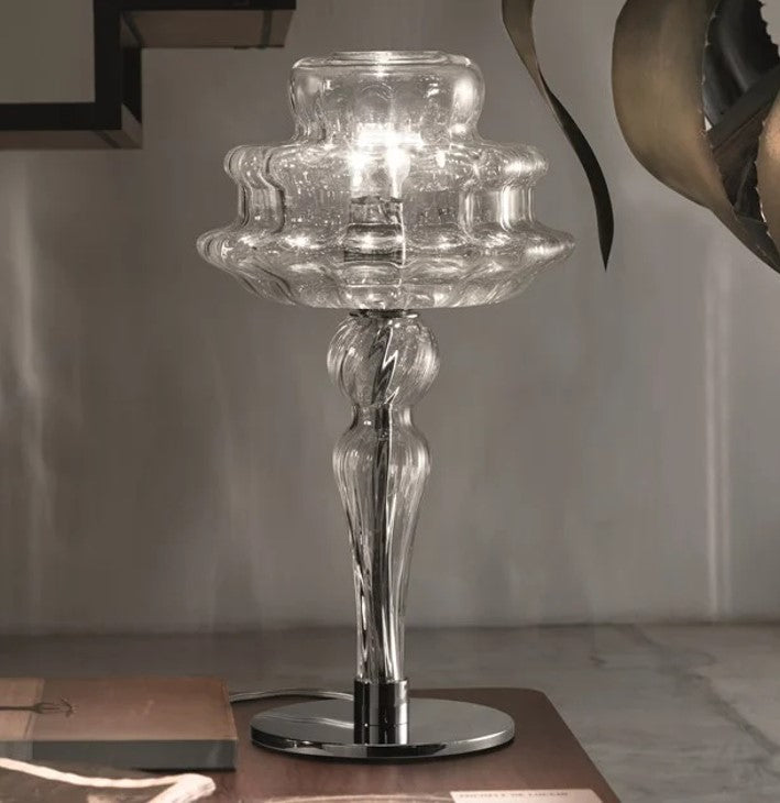 Novecento LT Lume lampada tavolo muranese in vetro soffiato cristallo rigadin