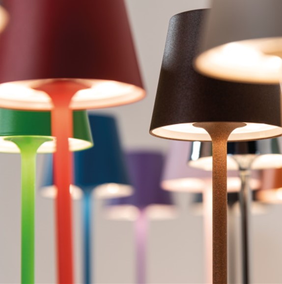 Zafferano Poldina Pro Lampada Da Tavolo LED Ricaricabile Touch - Colore Salvia, Altezza 38 Cm, Dimmerabile, Per Interni/Esterni